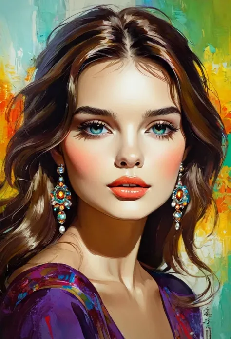 decorative paintings，girl portrait，rich colors