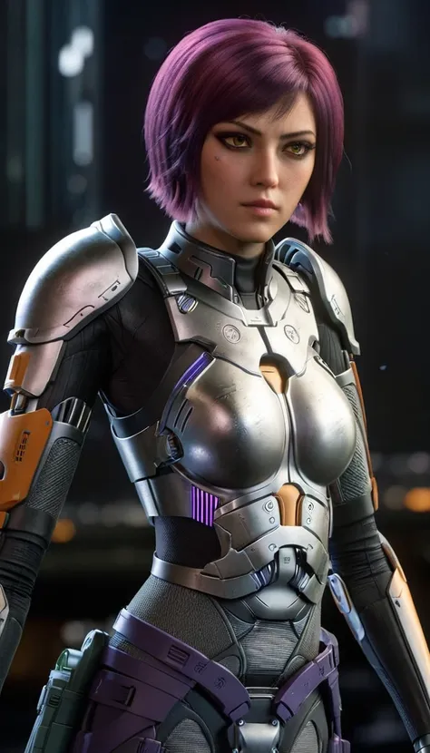 professional 3d model Cinematic scene, sabine wren, SILVER armor (HUGE BREASTS), Ghost in the Shell, detailed background, masterpiece, best quality, high quality, highres, absurdres . octane render, highly detailed, volumetric, dramatic lighting
