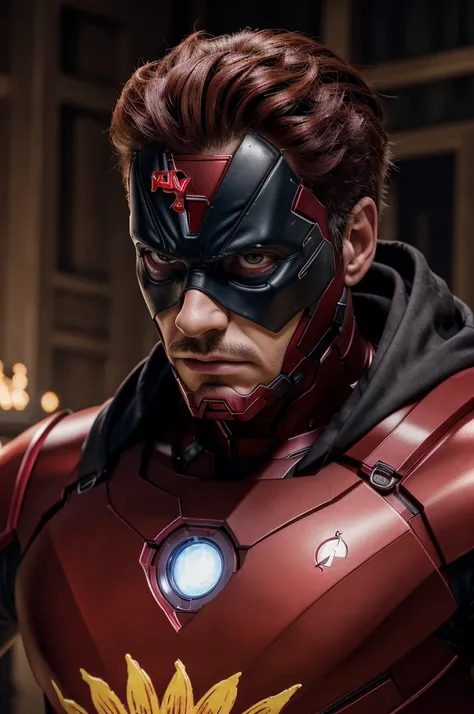 masterpiece, photorealistic highly detailed 8k photography, best cinematic quality, boy in Varsity Red chhdsrmr rmspdvrs, hood, ironman logo, Bold word "HADES" on chest, Intimidating Battle Glare, Long shot, Sunflower Labyrinths

INFO
