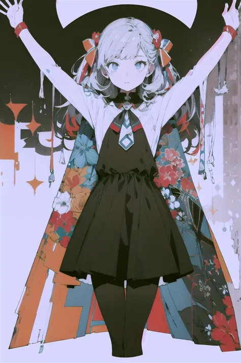 leaning back with hands out in the air,girl、high school girl、(masterpiece, highest quality, official art:1.2), (flat color:1.5),(colorful),looking at the viewer,1 girl,alone, white background, ,(2D:1.5) ,NSFW,{{{{{{{{White Background}}}}}}}},