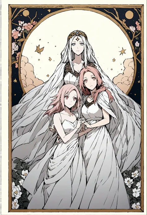 an illustration of long hair sakura haruno and indra otsutsuki  that represents the phrase "the start of everything"
