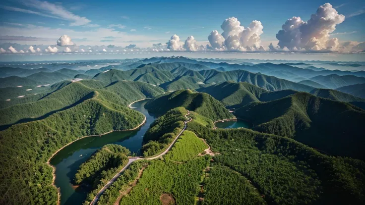 The natural beauty of Malaysia seen from above. Photorealistic photos. High definition, 8K