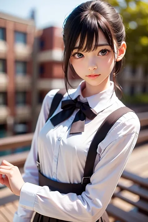 detailed face, cute face, ((masterpiece, Highest quality)), (One girl), (alone), (Focus on women), night (Chainsaw Man),(Highly detailed face, The real picture, Realistic white skin, Realistic body, Intricate details), Upper Body, Severe , Brown eyes, Look...