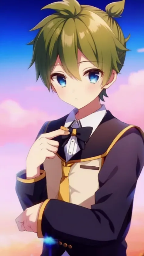 one boy, Kagamine Len, butler, cool, blue eyes, black clothes