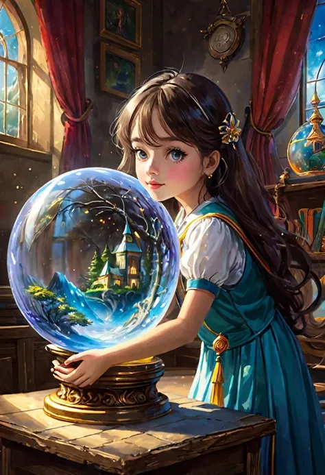 Students who make dreams come true with images, school, creating reality from imagination, teaching by a master with deep wisdom, large crystal ball