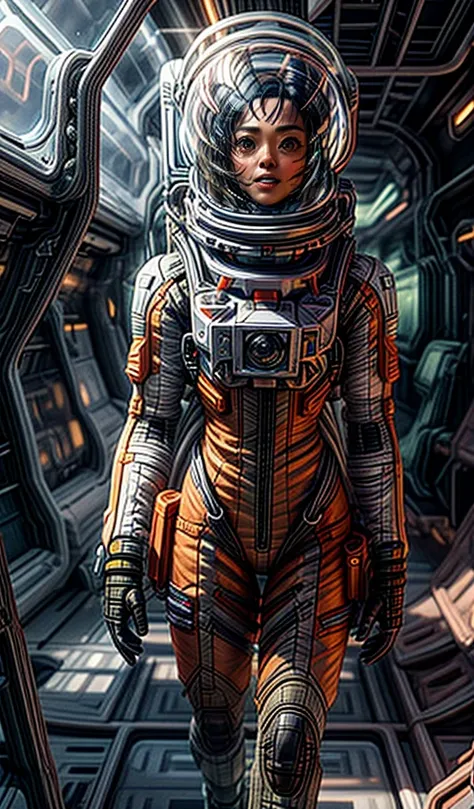 kit bashing, alien landscape, swampland, solitary female astronaut, radio dish antenna, Lime Green, utility belt, Ash Gray Verdigris, sci-fi, masterpiece, 16k, UHD, HDR, the best quality, body-tight suit, intricate, the most fantastic details, cinematic co...