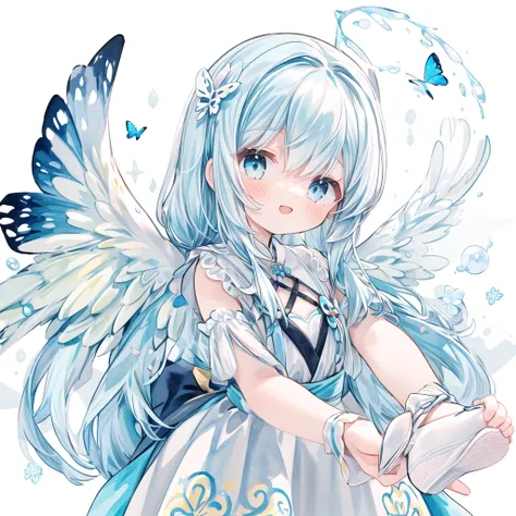 masterpiece, best quality, extremely detailed, (illustration, official art:1.1),adorable face、 1 girl ,(((( light blue long hair)))),pale blue hair,, long hair、 ((blush)) , cute face, big eyes, masterpiece, best quality,(((((a very delicate and beautiful g...