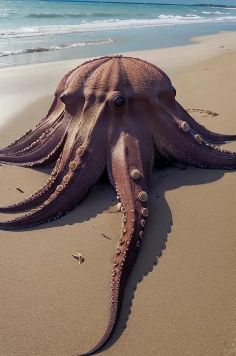 Big octopus dead on beach