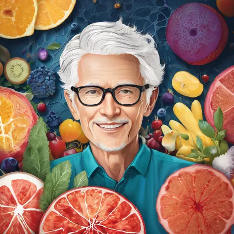 Create an image background for a podcast episode featuring Max Lugavere, a journalist turned scientific researcher, who was deeply inspired by his mothers struggle with dementia. The image should convey themes of neurological health, dietary awareness, and...