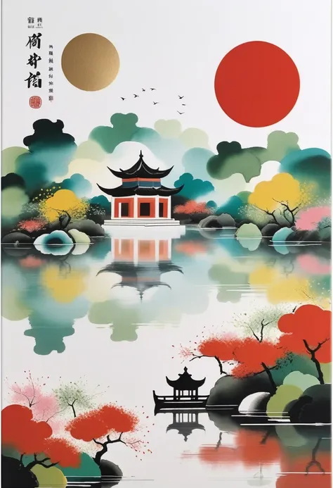 product packaging design，packaging box，mail order box，printing：geometric abstract ink painting，describe the jiangnan garden comp...