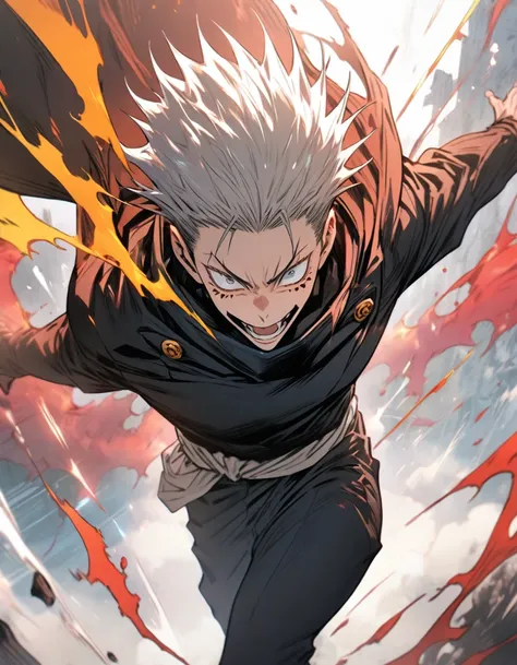 Jujutsu kaisen,anime,amazing, masterpiece,full colors,badass,yuji itadori