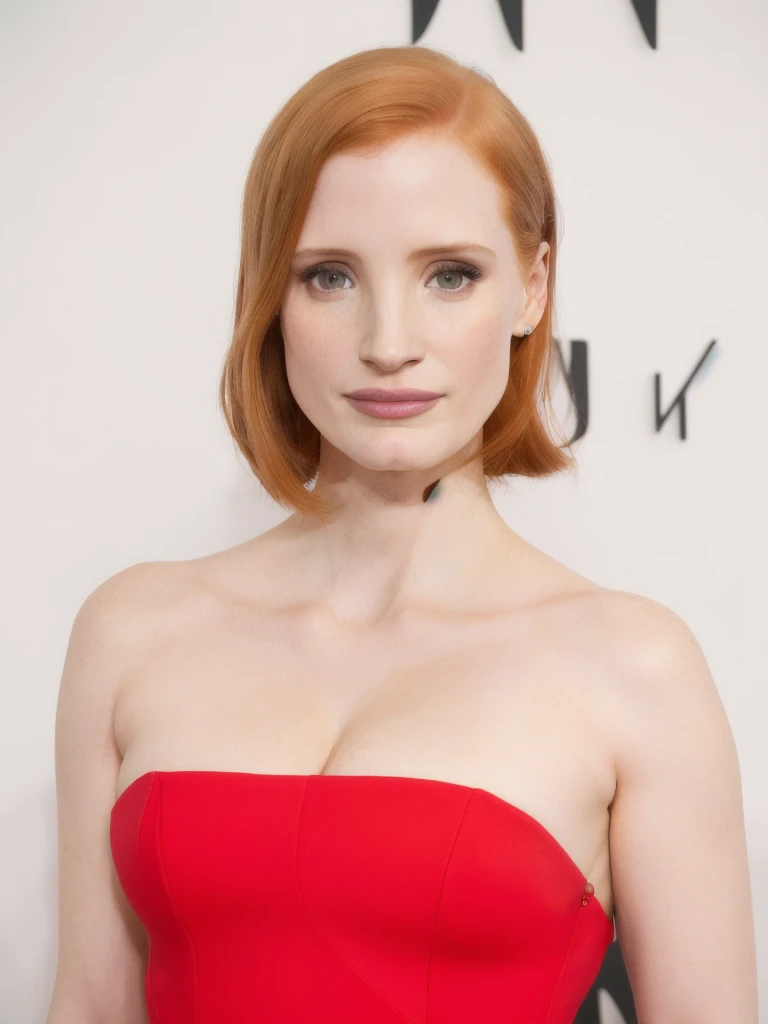 photograph of jessica chastain     actresses , sfw   , sexy girl,  jaw-dropping beauty,  smiling,  jaw dropping beauty, on , tight outfit, seductive expression , perfect face, (Highly detailed skin:1.3, highly detailed face :1.5 ),[freckles], natural light...