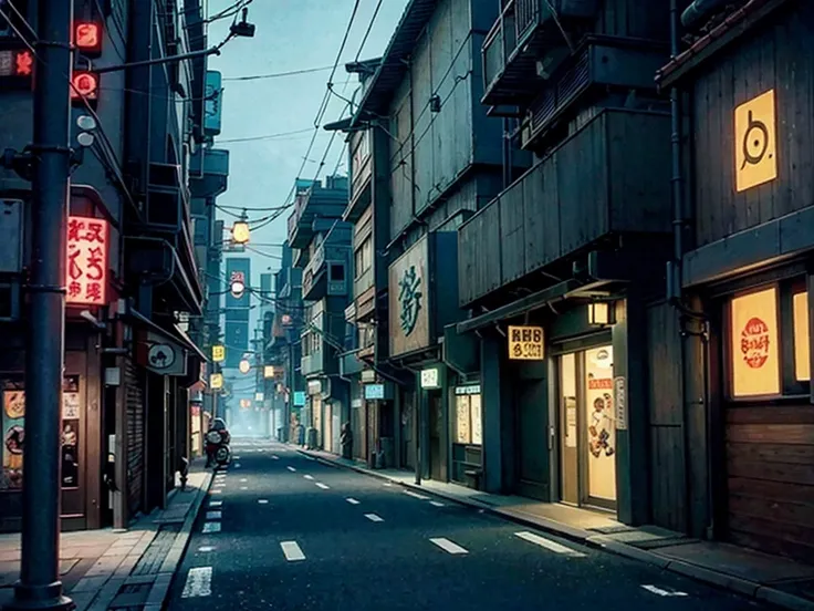 from studio ghibli movie, cyberpunk city street, street view, designed by Hayao Miyazaki, retro anime, night time