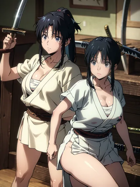 beautiful girl、Camel Toe、great tit、Nipple Puffs、Cleavage、Plump、Super big breasts、Super big ass、Rurouni Kenshin、Japanese sword、Draw your sword、warrior、Swordsman、Haori、Similarly