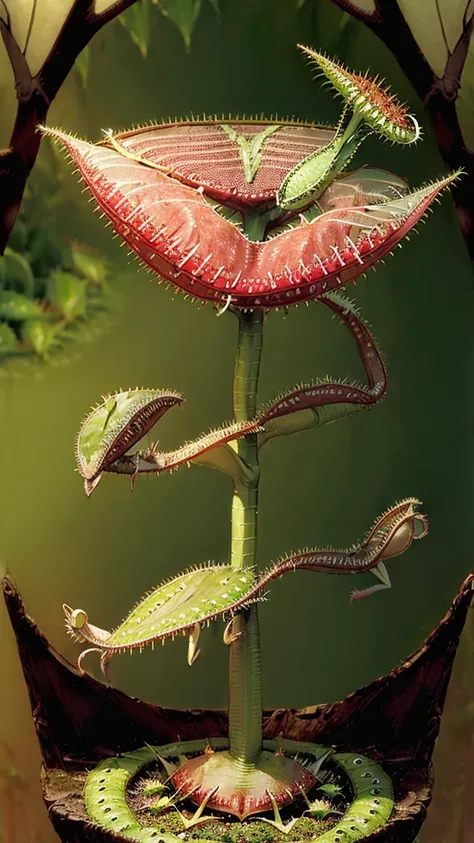 ((Venus flytrap tree :1.5) in the forest, landscape:1.5