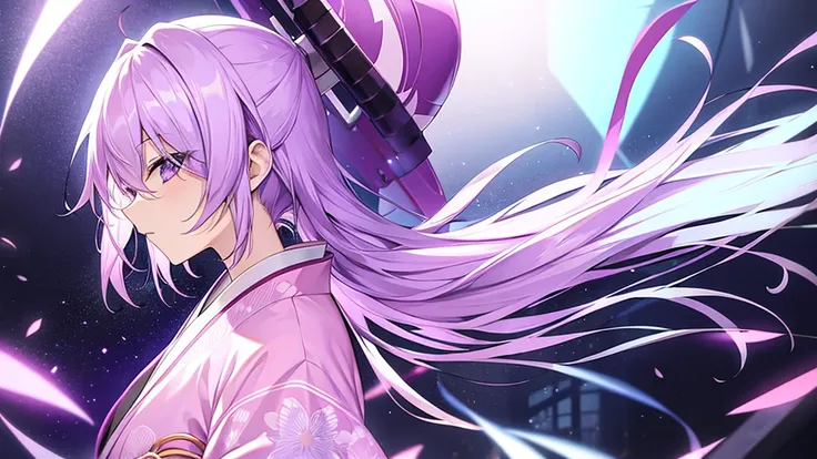 woman　clear　Light purple hair　　kimono　　Anime Style　hospital
