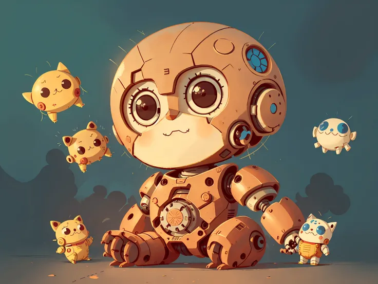 Flat style，Childrens illustration，Robot，Toys，Cute，No people，Lots of toys