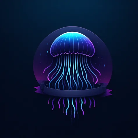 logo design，ribbon logo, animal, solitary, tentacles, jellyfish, abstract animal, gradient background, spark, masterpiece, best ...