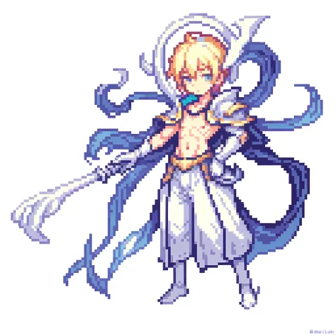 masterpiece , best quality , pixel art , 1 boy , full body , white background