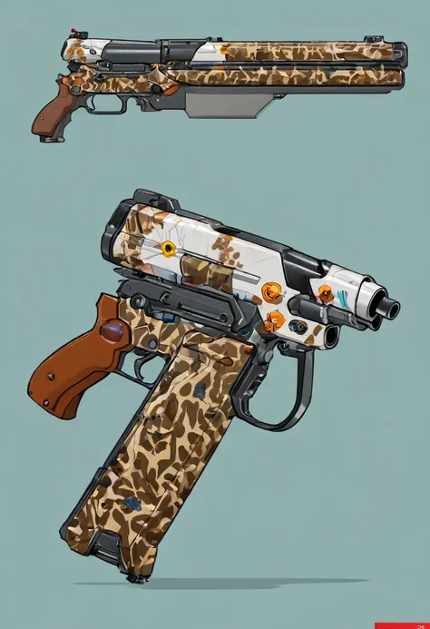 masterpiece,best quality,Extremely detailed,icon,Combined Animals造型，长颈鹿泡泡gun，玩具gun，gun（（cute））（Combined Animals），（Left view）（Solid color background）