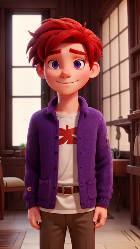 Guy red hair purple eyes