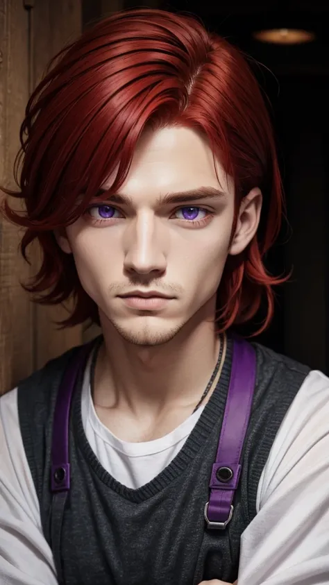 Guy red hair purple eyes