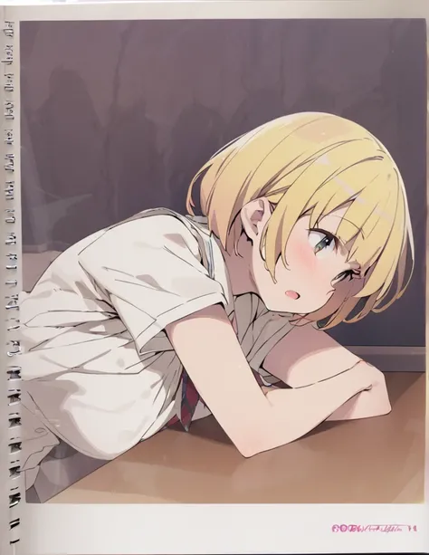 Big Female Junior High School Student　Blonde short bob