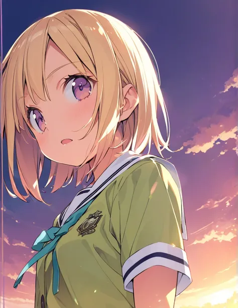 Blonde short hair Junior high school girl 怒る