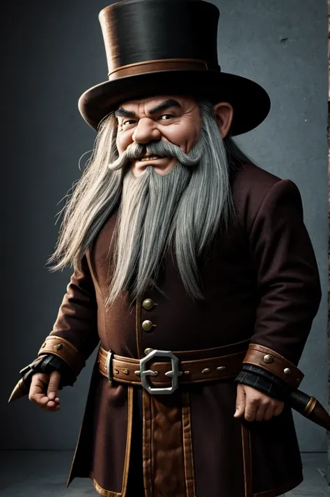 Evil dwarf with tophat and sideburns