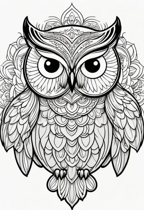 sticker, happy white and black owl, Simplified Mandala style, outline, vector, white background
happy white and black owl, Simplified Mandala style, outline, vector, white background