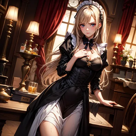 Always detailed face, Perfect lighting, Highly detailed CG, (Perfect hands, Perfect Anatomy),Super detailed,　Junior high school student long hair straight hair、Dark Gothic Makeup、Dark smile、Restless Palace、Expression of sexual arousal、The beauty of fragran...