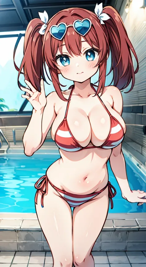 Side Tie Bikini Bottoms,,masterpiece, Highest quality, (anime screencap:1.3),(shape), cute,(Simple:1), (anime:1.2),Solo Sharp Focus, 1 Girl, Cleavage,Looking at the audience, The pool in question,Are standing,,(Browsing Caution:1.2),Colorful Bikinis,Pastel...