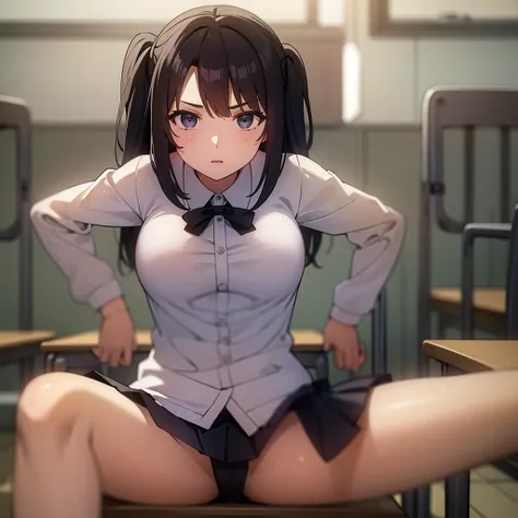 (masterpiece,up to date,abnormal:1.2),1 girl,Black school uniform,classroom,