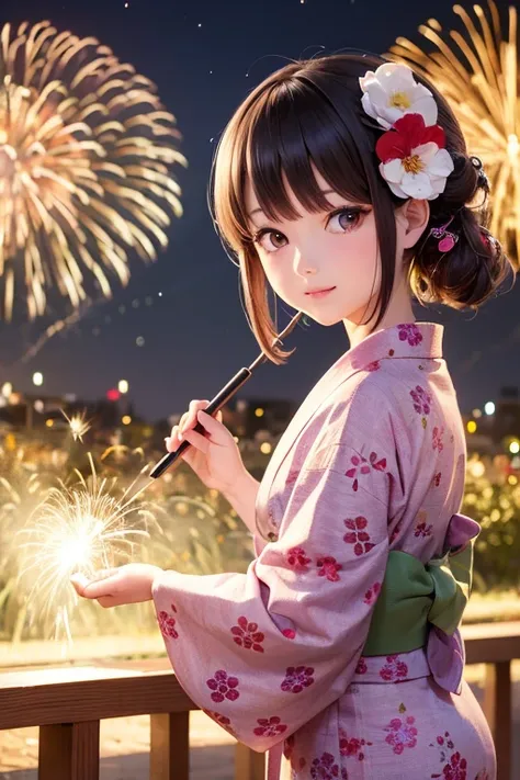 Yukata, firework