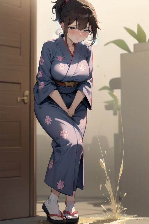 nsfw, (masterpiece, top quality, best quality, highly detailed:1.6), extremely detailed CG unity 8k wallpaper, (1 woman standing on the shrine, outdoor, patterned yukata:1.5), ((Maxi Length)), strong facial expression, (sharp eye:1.2), (scowl:1.1), (embarr...