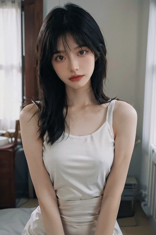 Top quality, RAW Photo, Highest Quality Image, 16K, Full body, Age 18 years old, Realistic, Photorealistic,  Beautiful Asian Girls, Sexy, Perfect slender body, White pale skin, Beautiful hair, Wavy hair, Blue Hair,, Short hairstyle, Detailed face, Detailed...