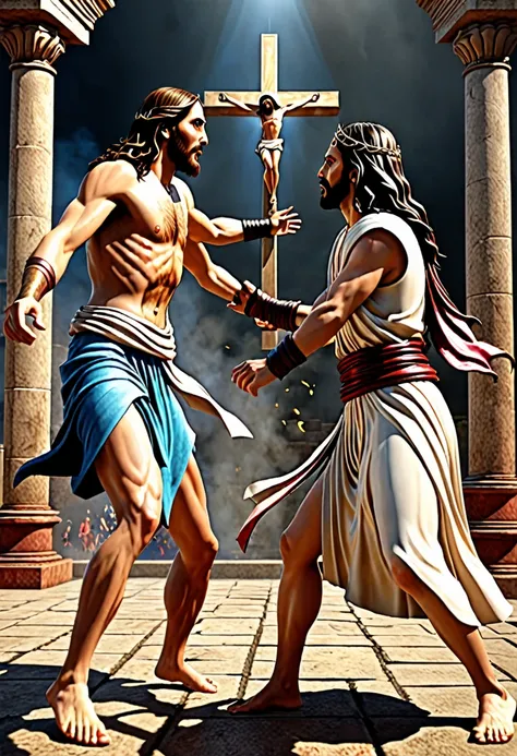 Jesus vs evil Devi fight realistic 3d 