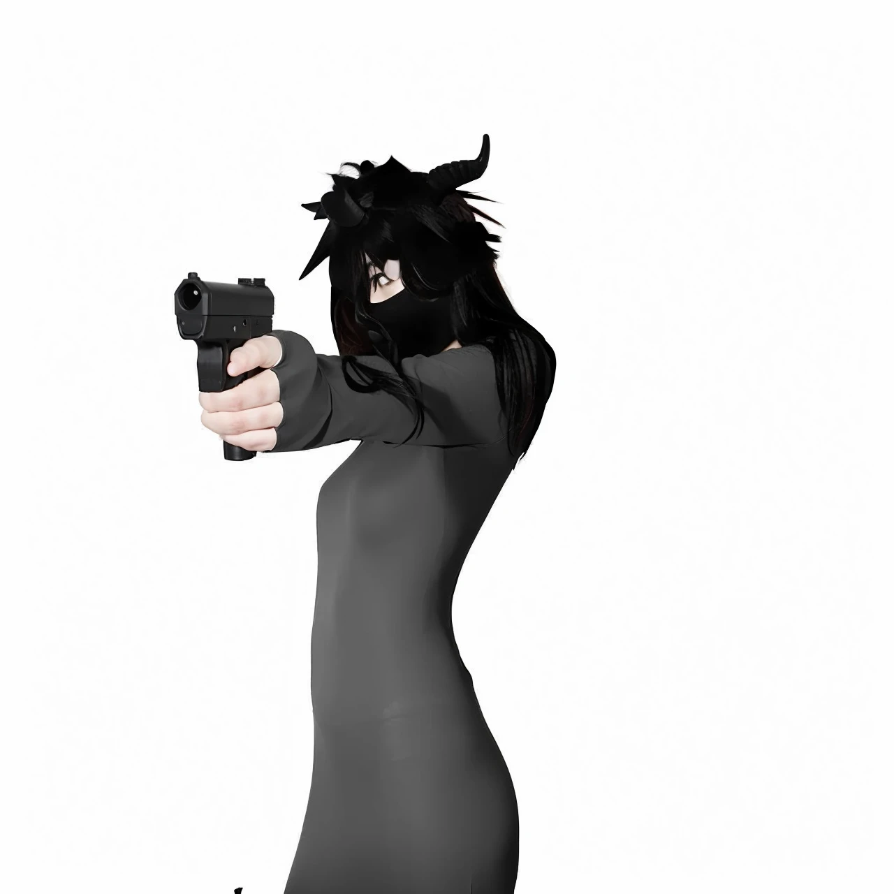 Girl with a gun with horns 