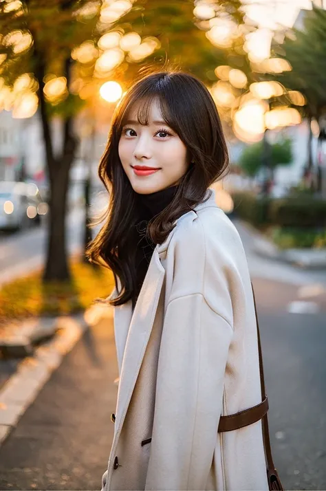 (Cute beautiful girl, Soft Focus, Best dynamic angle, Sunset backlight effect, High aesthetic sense, Highest quality, masterpiece, Very detailed:1.2), (SFW), break, The girl is beautiful with healthy skin and a lovely smile、Clean face、Glossy Lips、Silky bob...