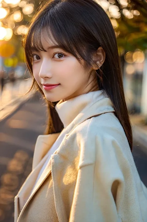 (Cute beautiful girl, Soft Focus, Best dynamic angle, Sunset backlight effect, High aesthetic sense, Highest quality, masterpiece, Very detailed:1.2), (SFW), break, The girl is beautiful with healthy skin and a lovely smile、Clean face、Glossy Lips、Silky bob...