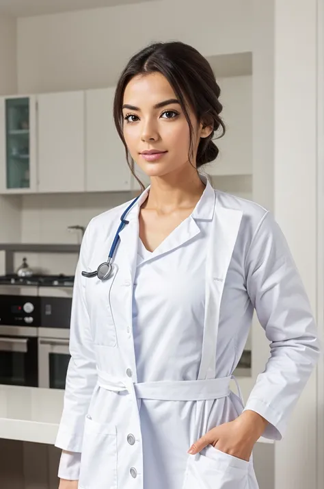 Create a doctor in white apron using my profile pic