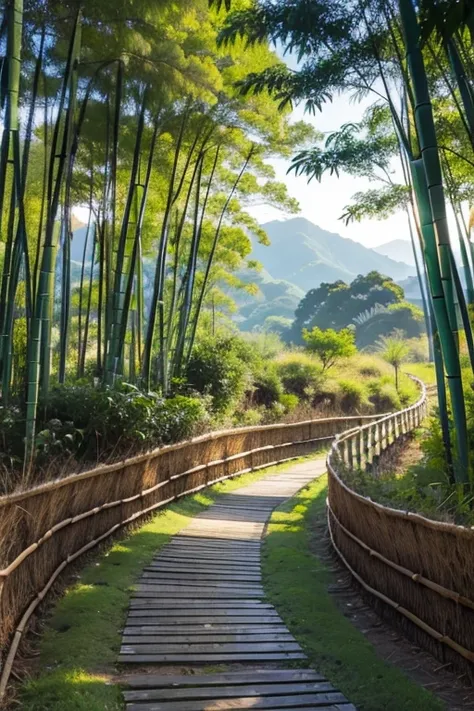 Simple，landscape，bamboo forest，applique