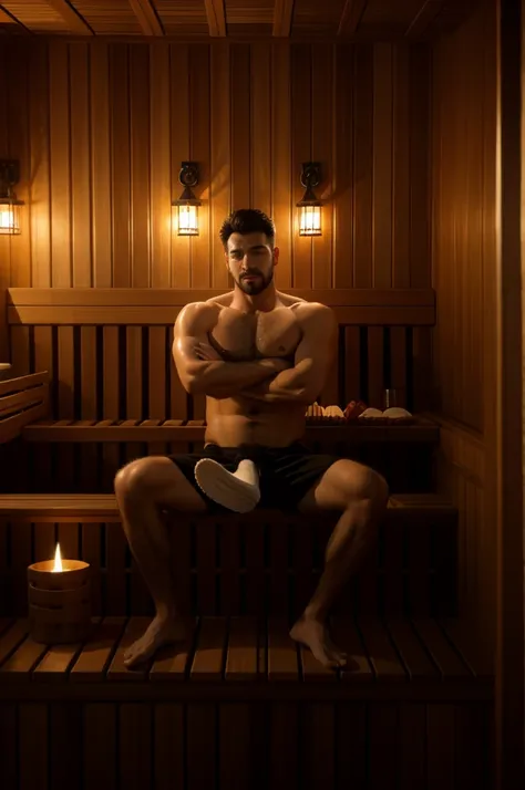 man in sauna