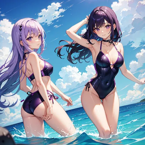 Girl Purple Hair Swimsuit