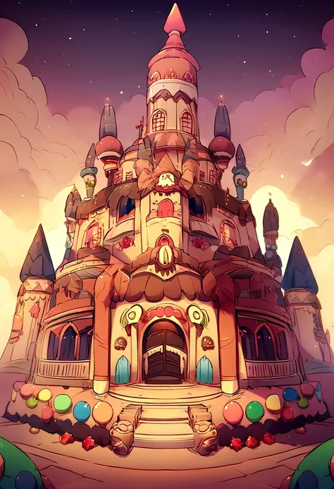 candy castle，I have chocolate，cupcake，cookie，candy with decoration, clay material, cartoon design style, Popmart, soft lighting, soft lines, tilt shift lens, Detailed sci-fi illustration, Surreal details, warm colors