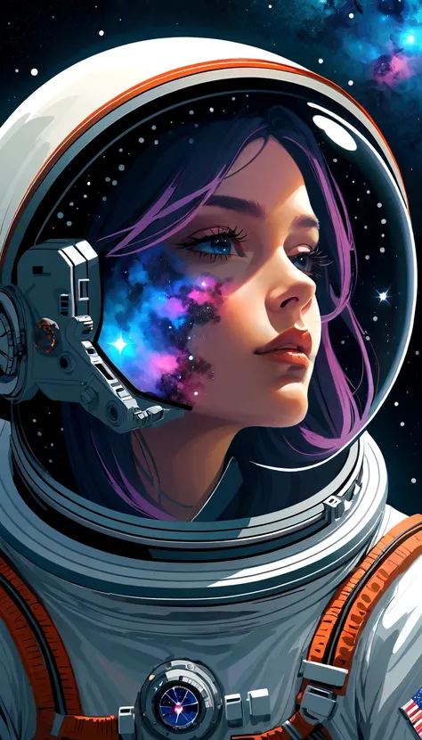 dreamlikeart, galaxy, outer space, nebula, star, [cyberpunked] Astronaut from the stars. (star:1.5),