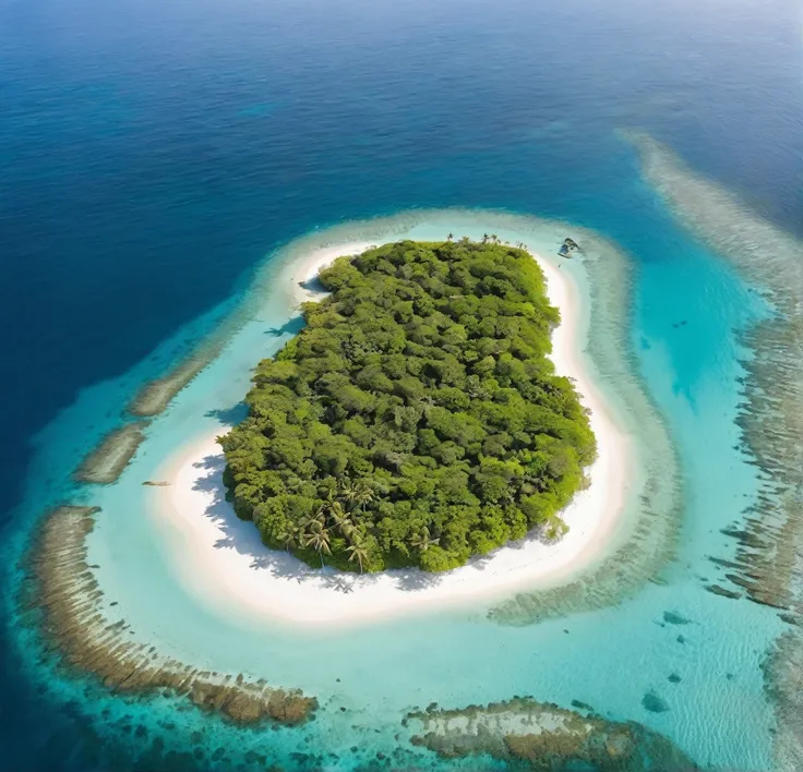 A deserted island photographed from the air