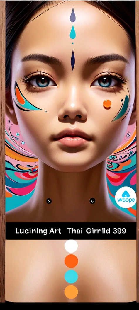 Thai girl&#39;s face,Bright, beautiful colors,abstract art