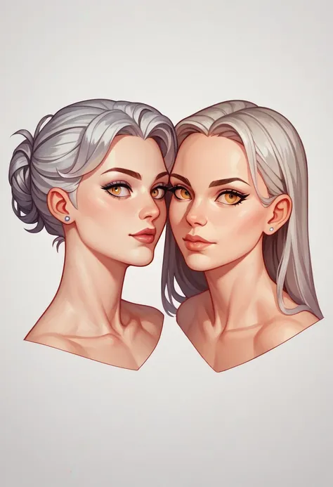 ２ Girl,Two people,masterpiece,high quality,High resolution,Very delicate,accurate to the human body,Correct five-finger,The perfect human body,Someone knowledgeable,Highly detailed face and skin texture,Natural neck length,Golden Eyes,Silver Hair