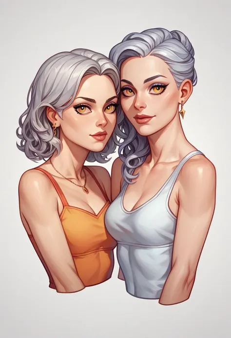 ２ Girl,Two people,masterpiece,high quality,High resolution,Very delicate,accurate to the human body,Correct five-finger,The perfect human body,Someone knowledgeable,Highly detailed face and skin texture,Natural neck length,Golden Eyes,Silver Hair